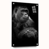 Acrylic wall art showcasing a vibrant monkey and ape gorilla design, displayed in a side view with stylish pins, perfect for animal-themed decor.