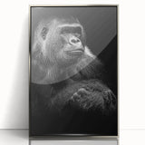 Framed wall art featuring a stylish design of a monkey and an ape gorilla, set in an elegant silver frame, perfect for adding a modern touch to any decor.