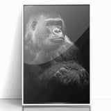 Framed wall art featuring a vibrant monkey and ape gorilla design, showcased in a sleek white frame, perfect for adding a playful touch to modern decor.