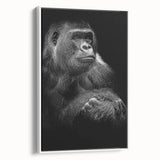 Framed wall art depicting a vibrant monkey and ape gorilla design on a white background, showcasing intricate details and lively colors, ideal for wildlife enthusiasts.