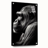 Acrylic wall art featuring a vibrant design of a monkey and ape in a playful pose, showcased from the side with decorative pins, perfect for adding a whimsical touch to any room.