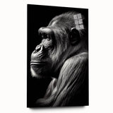 Acrylic wall art showcasing a vibrant monkey and ape gorilla design, displayed in a sleek side view without pins, perfect for modern decor.