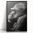 Framed wall art featuring a striking design of a monkey and gorilla in a modern black frame, showcasing vibrant colors and intricate details, perfect for animal lovers' decor.