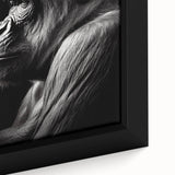 Close-up of a framed canvas wall art featuring a vivid monkey and ape gorilla design, showcasing intricate details and vibrant colors, perfect for nature lovers and modern decor.