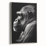 Framed wall art featuring a striking monkey and ape gorilla design in a silver frame, showcasing vibrant colors and intricate details, perfect for animal lovers.
