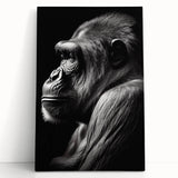 Stretched canvas wall art featuring a vibrant monkey and ape gorilla design, showcasing intricate details and bold colors, perfect for animal lovers' home decor.