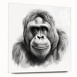 Acrylic glass wall art collection featuring a vibrant monkey and ape gorilla design, showcased from the side without pins, highlighting the colorful artwork and sleek edges, perfect for adding a playful touch to modern decor.