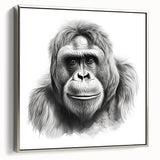 Framed wall art featuring a stylish monkey and ape gorilla design in silver tones, showcasing a contemporary aesthetic ideal for modern decor. This piece adds a playful yet sophisticated touch to any room while highlighting wildlife artistry. Perfect for animal lovers and art enthusiasts alike, it blends seamlessly into various interior styles.