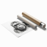 Colorful wall art print showcasing a playful monkey and ape gorilla design, perfect for adding a vibrant touch to any room decor. Rolled and ready for framing.