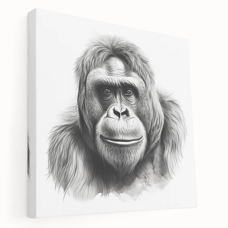 Stretched canvas wall art showcasing a vibrant, colorful design of a monkey and ape gorilla, perfect for animal lovers and modern decor enthusiasts.