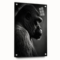 Vibrant wall art collection featuring a side view of a monkey and ape gorilla design, displayed in acrylic glass with decorative pins, perfect for modern decor.