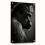Vibrant wall art collection featuring a side view of a monkey and ape gorilla design, displayed in acrylic glass with decorative pins, perfect for modern decor.