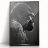 Framed wall art featuring a striking design of a monkey and ape gorilla, showcasing intricate details and a sleek black acrylic frame, perfect for modern decor.