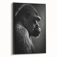 Framed wall art featuring a detailed design of a monkey and ape gorilla, with a sleek black frame, perfect for adding a modern touch to any room decor.