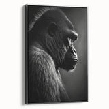 Framed wall art featuring a detailed design of a monkey and ape gorilla, with a sleek black frame, perfect for adding a modern touch to any room decor.
