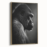 Framed wall art featuring a striking gold-accented design of a monkey and ape gorilla, showcasing intricate details and textures, perfect for contemporary decor.