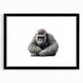 Black-framed wall art featuring a playful monkey and ape gorilla design, showcasing vibrant colors and intricate details, perfect for adding character to any room.