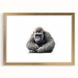Framed wall art collection featuring a vibrant monkey and ape gorilla design in gold, showcasing intricate details and colorful illustrations, ideal for animal lovers.