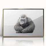 Framed wall art showcasing a striking gorilla and monkey design, featuring a sleek gold acrylic front, perfect for modern decor and animal lovers.