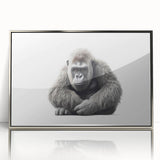 Framed wall art featuring a stylish monkey and gorilla design in vibrant colors, showcasing an acrylic front for a modern touch, perfect for animal lovers.