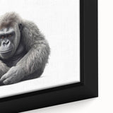 Close-up of a vibrant framed canvas featuring a playful monkey and gorilla design, showcasing intricate details and bold colors, perfect for animal-themed decor.