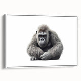 Framed wall art featuring a vibrant monkey and ape gorilla design on canvas, set against a white backdrop, showcasing intricate colors and details. Ideal for animal lovers and modern decor.