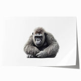 Vibrant wall art print featuring a playful monkey and a majestic gorilla, showcasing intricate details and rich colors, perfect for animal lovers and home decor enthusiasts.