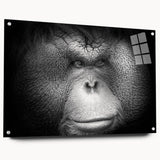 Side view of a vibrant orangutan and monkey wall art piece, crafted from acrylic glass, showcasing intricate design details and attached with stylish pins for easy display.