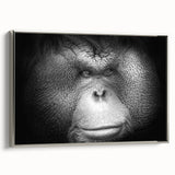 Framed wall art showcasing a vibrant orangutan design with intricate details, set against a silver background, ideal for adding a modern touch to any decor.