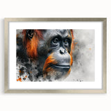 Framed wall art showcasing an intricate orangutan design, featuring vibrant colors and a silver mat. Perfect for adding a unique touch to modern decor.