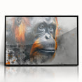Framed wall art featuring a vibrant orangutan and monkey design in a black frame, showcasing colorful wildlife illustrations perfect for nature-themed decor.