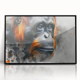 Framed wall art featuring a vibrant orangutan and monkey design in a black frame, showcasing colorful wildlife illustrations perfect for nature-themed decor.