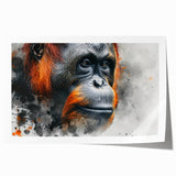 Vibrant rolled wall art print featuring a colorful monkey and orangutan design, showcasing playful expressions and detailed patterns, ideal for animal lovers.