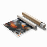 Colorful wall art print featuring a vibrant orangutan design, showcasing intricate details and textures, ideal for nature-themed decor. Perfect for animal lovers.