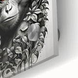 Close-up of a vibrant acrylic glass wall art piece featuring a striking orangutan design, showcasing intricate details and vivid colors, perfect for animal lovers.