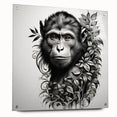 Acrylic wall art featuring a vibrant orangutan design, displayed in a stylish side view with decorative pins, suitable for wildlife-themed decor.