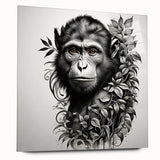 Acrylic glass wall art collection featuring a vibrant orangutan design, showcasing intricate details and a side view, perfect for animal-themed decor.