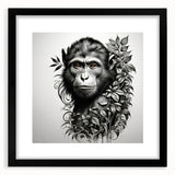Framed wall art collection featuring a vibrant orangutan design with a black mat and sleek black frame, perfect for adding a touch of wildlife charm to any room.