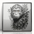 Framed wall art featuring a vibrant orangutan design in black acrylic, showcasing intricate details and colors, perfect for animal lovers and modern décor.