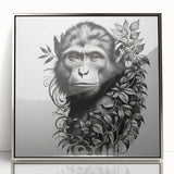 Framed wall art collection showcasing a vibrant orangutan design, featuring a sleek silver frame and acrylic front, perfect for adding a touch of wildlife-inspired decor to any space.
