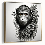 Framed canvas wall art showcasing a vibrant orangutan design with a gold frame, perfect for adding a touch of nature-inspired elegance to any room.