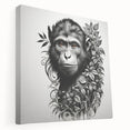 Side view of a stretched canvas wall art featuring a vibrant orangutan and monkey design, perfect for animal lovers and contemporary decor, showcasing rich colors and intricate details.