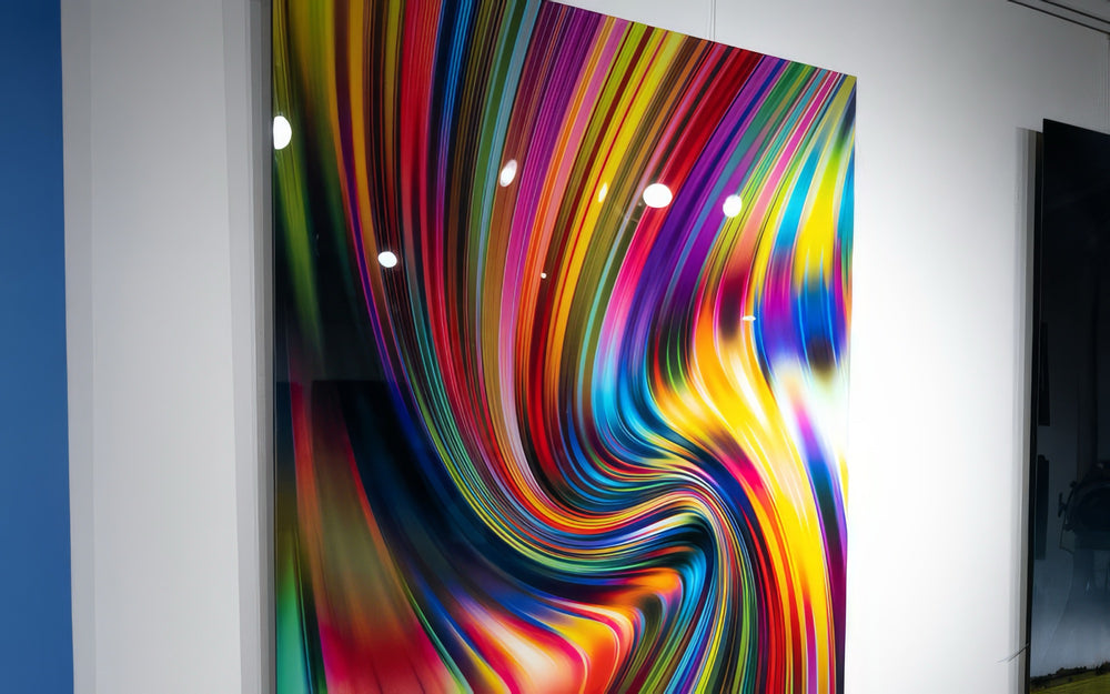 Vibrant abstract print on glossy acrylic glass