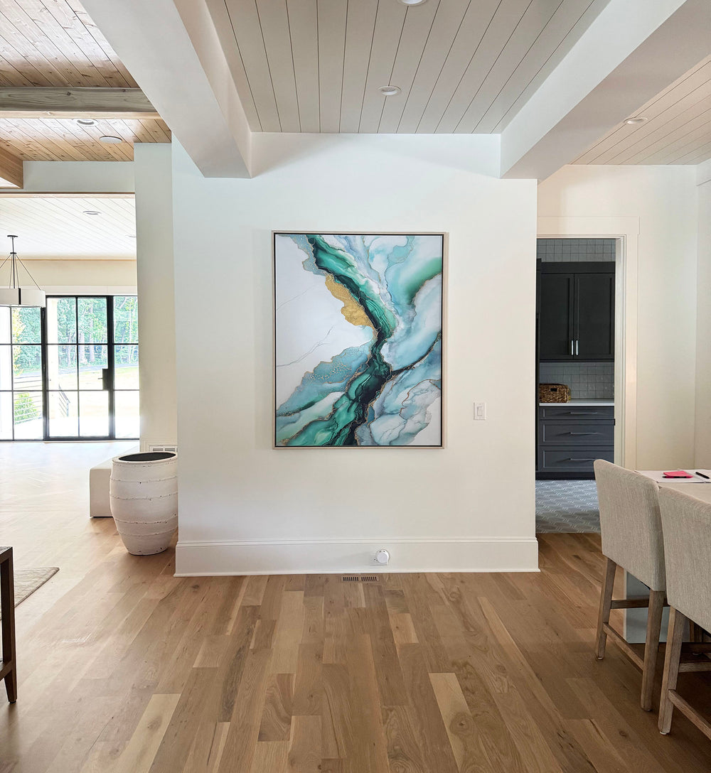 Abstract art in a bright entry