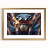 Extra large abstract art print featuring a textured depiction of birds in flight, using muted earth tones, framed in gold.