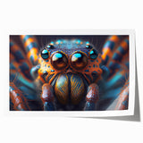 Close-up of a bird on a floral background, vibrant colors on rolled print, suitable for dining room or bathroom wall art.