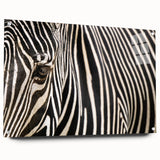 Close-up of a bird in flight on a large acrylic glass print, featuring soft gray and blue tones.