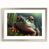 Textured art print of abstract birds in silver frame with mat, featuring muted earth tones, ideal for bedroom art.