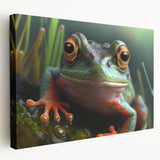 Close-up image of a bird on a stretched canvas, featuring soft pastel shades, ideal for kitchen wall art.