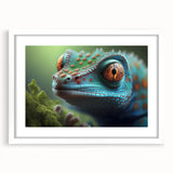 Abstract art print of birds in flight using muted earth tones on a white framed canvas, suitable for dining room decor.